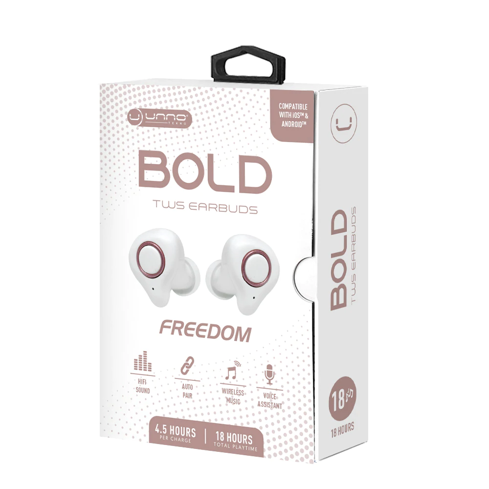 AUDIFONOS UNNO TEKNO TWS BOLD 5.0 BLANCO HS7502WT