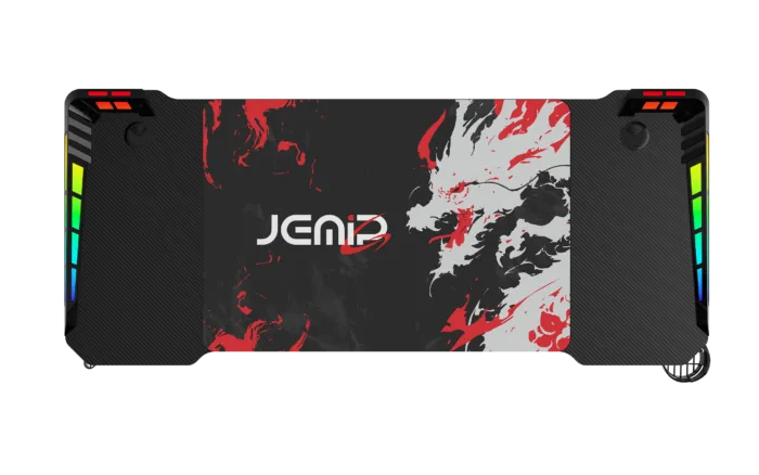 MESA | JEMIP | DRAGON HEART | RGB | 140X60X75 CM | INCLUYE MOUSE PAD | PORTA TAZA | PORTA AUDIFONOS | NEGRO