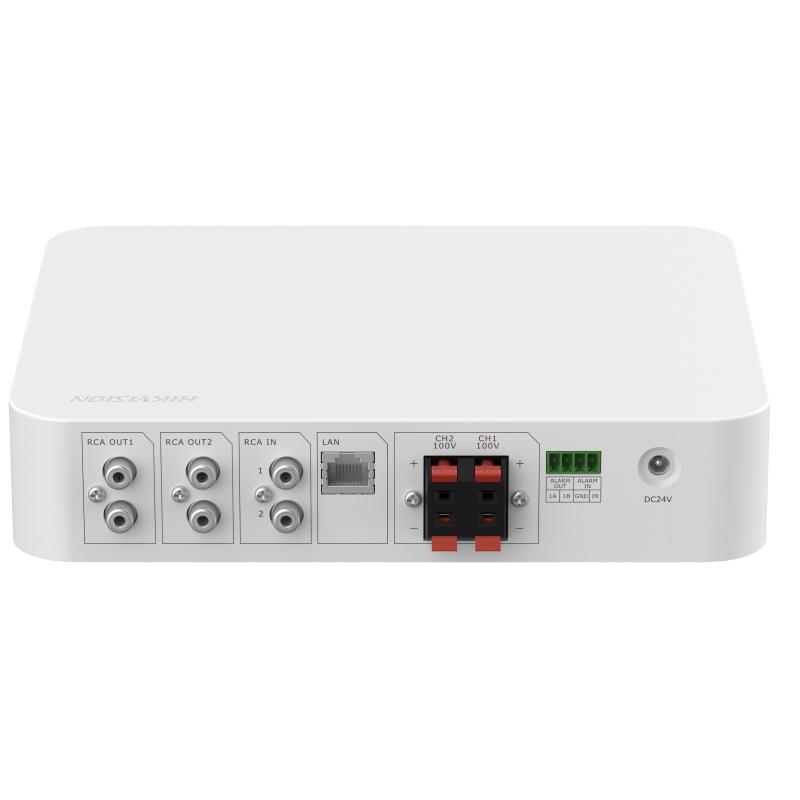 AMPLIFICADOR DE SONIDO | HIKVISION | DS-QAE1A80G1-VB | 2 ZONAS RED RJ45 | 80W | BLUETOOTH | USB | BLANCO