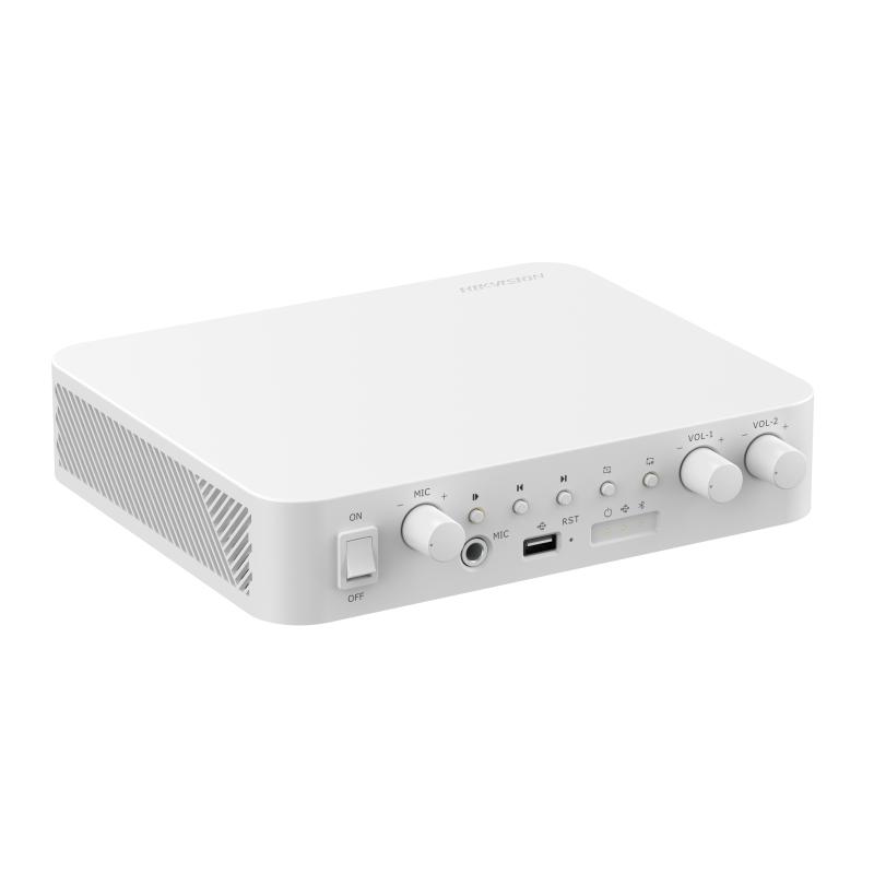 AMPLIFICADOR DE SONIDO | HIKVISION | DS-QAE1A80G1-VB | 2 ZONAS RED RJ45 | 80W | BLUETOOTH | USB | BLANCO