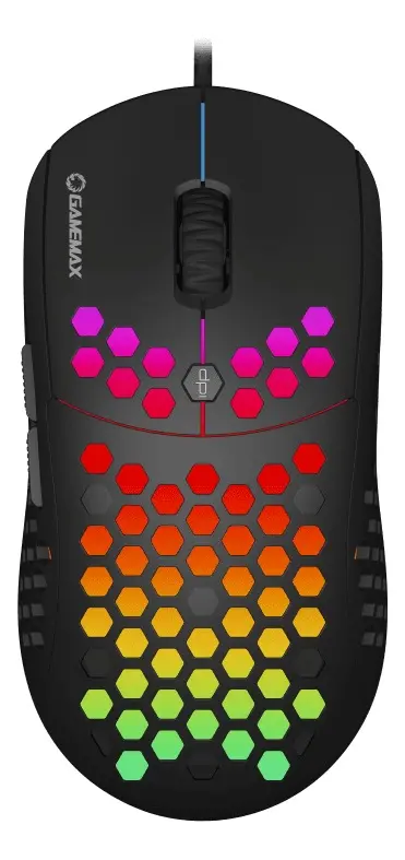 MOUSE | GAMEMAX | GAMING | MG8 | 6400DPI | 6 BOTONES | CARCASA TIPO PANAL | LED RGB | AMBIDIESTRO | USB | NEGRO