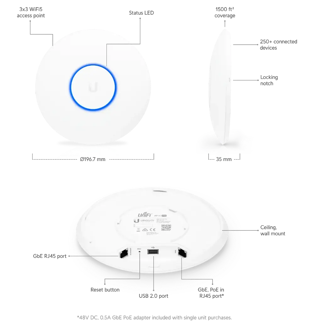 ACCESS POINT UBIQUITI | DE ALTA DENSIDAD | AD UAP-AC-HD