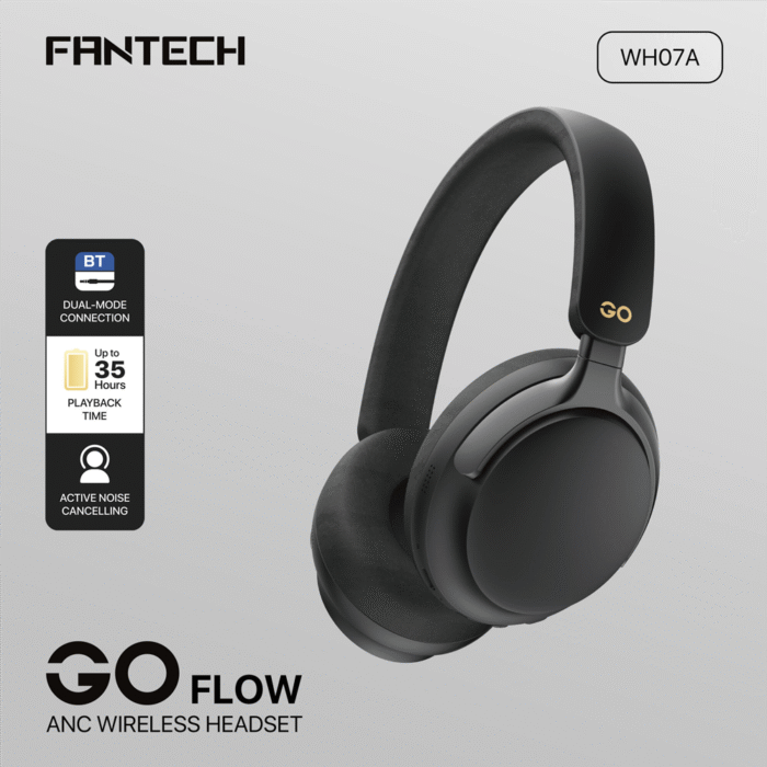 AUDIFONOS | FANTECH | GO FLOW | WH07A | HEADPHONES | INALAMBRICOS NEGROS