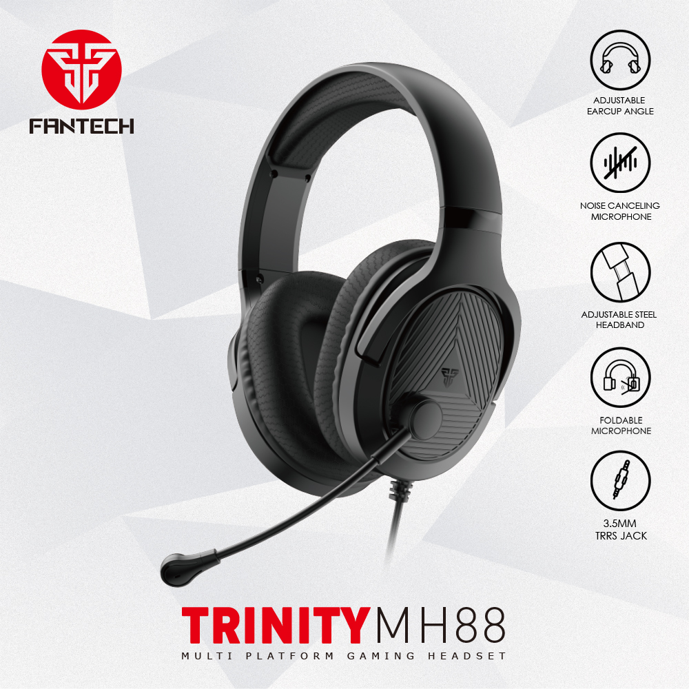 AUDIFONOS | FANTECH | TRINITY | MH88 | HEADSETS | CBLEADOS | NEGROS
