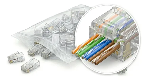 BOLSA DE CONECTORES | RJ45 | CAT6 | PASS THROUGH | 100 UNIDADES | WESTERLAN