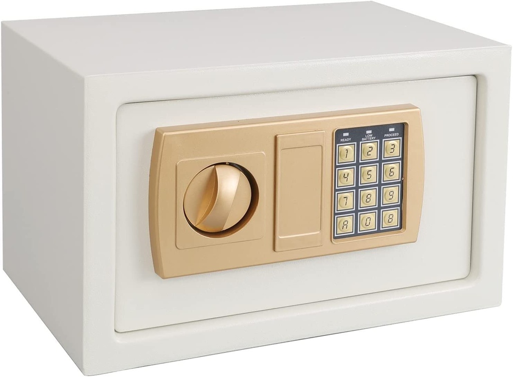 CAJA DE SEGURIDAD DIGITAL | 25 X 35 CM | DORADO | SECURITY | CODIGO DE 3 A 8 DIGITOS | 2 LLAVES INCLUIDAS | BATERIAS INCLUIDAS | SC-SFB2203