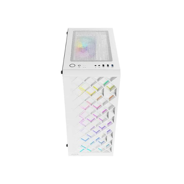 CASE AZZA GAMING SPECTRA ATX MID TOWER BLANCO | 3XUSB | 1HD AUDIO FAN ARGB | VIDRIO TEMPLADO