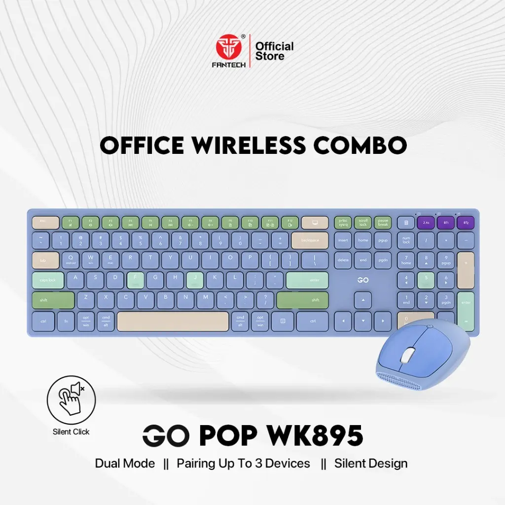 KIT TECLADO Y MOUSE | FANTECH | WK895 | INALAMBRICO | AZUL | INGLES