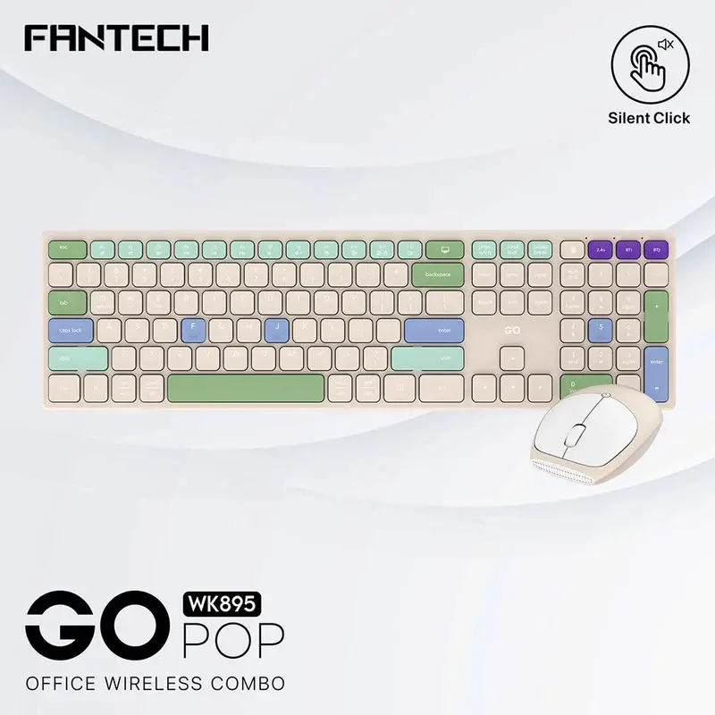 KIT TECLADO Y MOUSE | FANTECH | WK895 | INALAMBRICO | BEIGE | INGLES