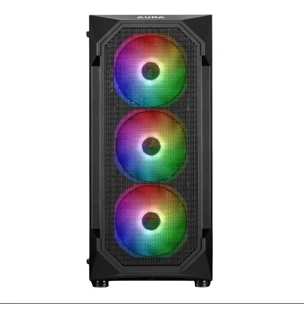CASE GAMDIAS GAMING AURA GC1 ELITE ATX | 3X USB | AUDIO HD | 4X FAN ARGB 12CM | FRONTAL MALLA | LATERAL VIDRIO | NEGRO