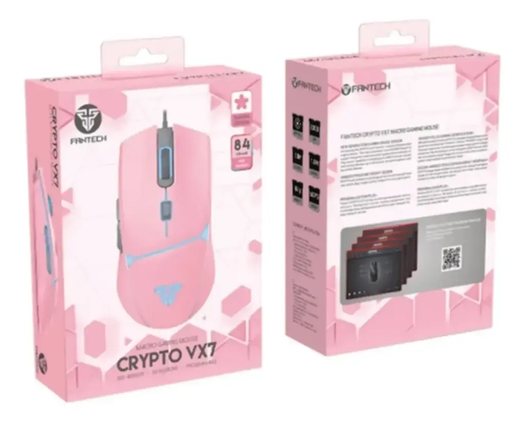 MOUSE | FANTECH | CRYPTO | VX7 | GAMING | ROSADO