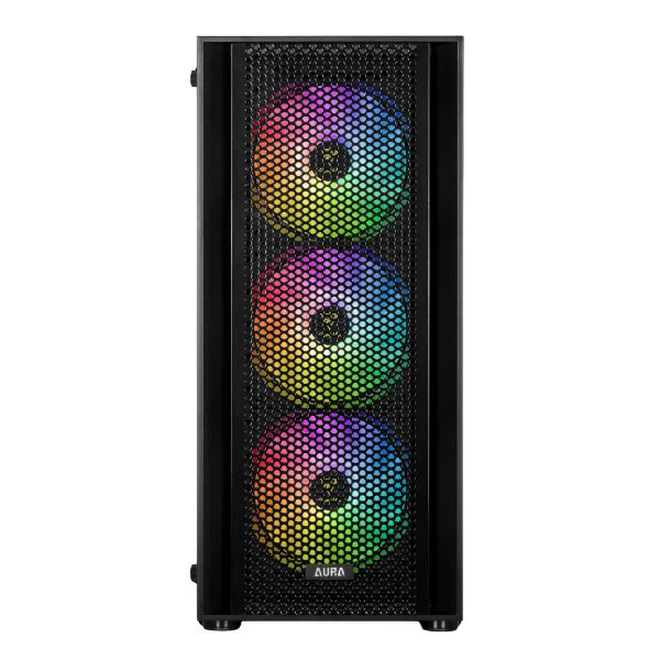 CASE GAMDIAS GAMING AURA GC2 ATX | 3X USB | AUDIO HD | 4X FAN ARGB 12CM | FRONTAL MALLA | LATERAL VIDRIO | NEGRO