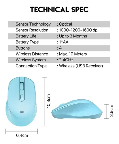 MOUSE | FANTECH GO | W606 | INALAMBRICO | AZUL