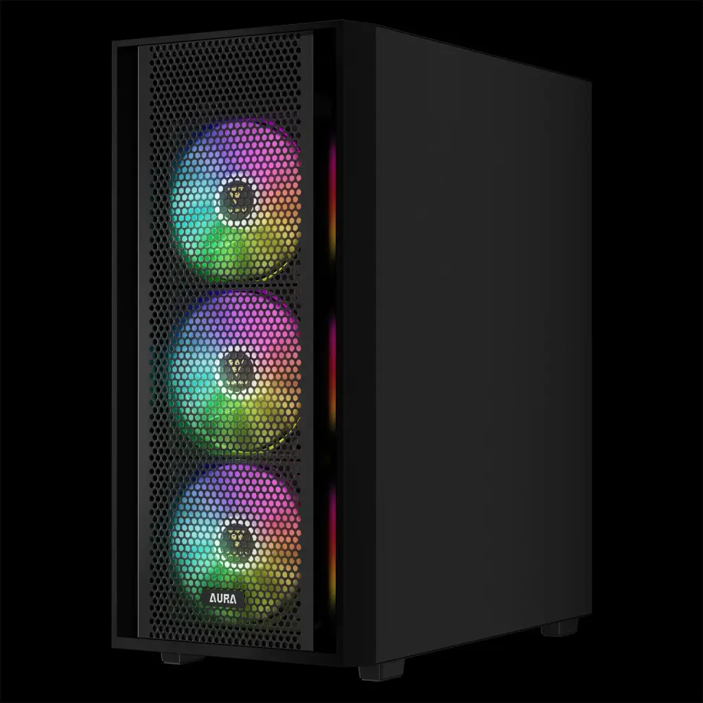 CASE GAMDIAS GAMING AURA GC2 ELITE ATX | 3X USB | AUDIO HD | 4X FAN ARGB 12CM | FRONTAL MALLA | LATERAL VIDRIO | NEGRO