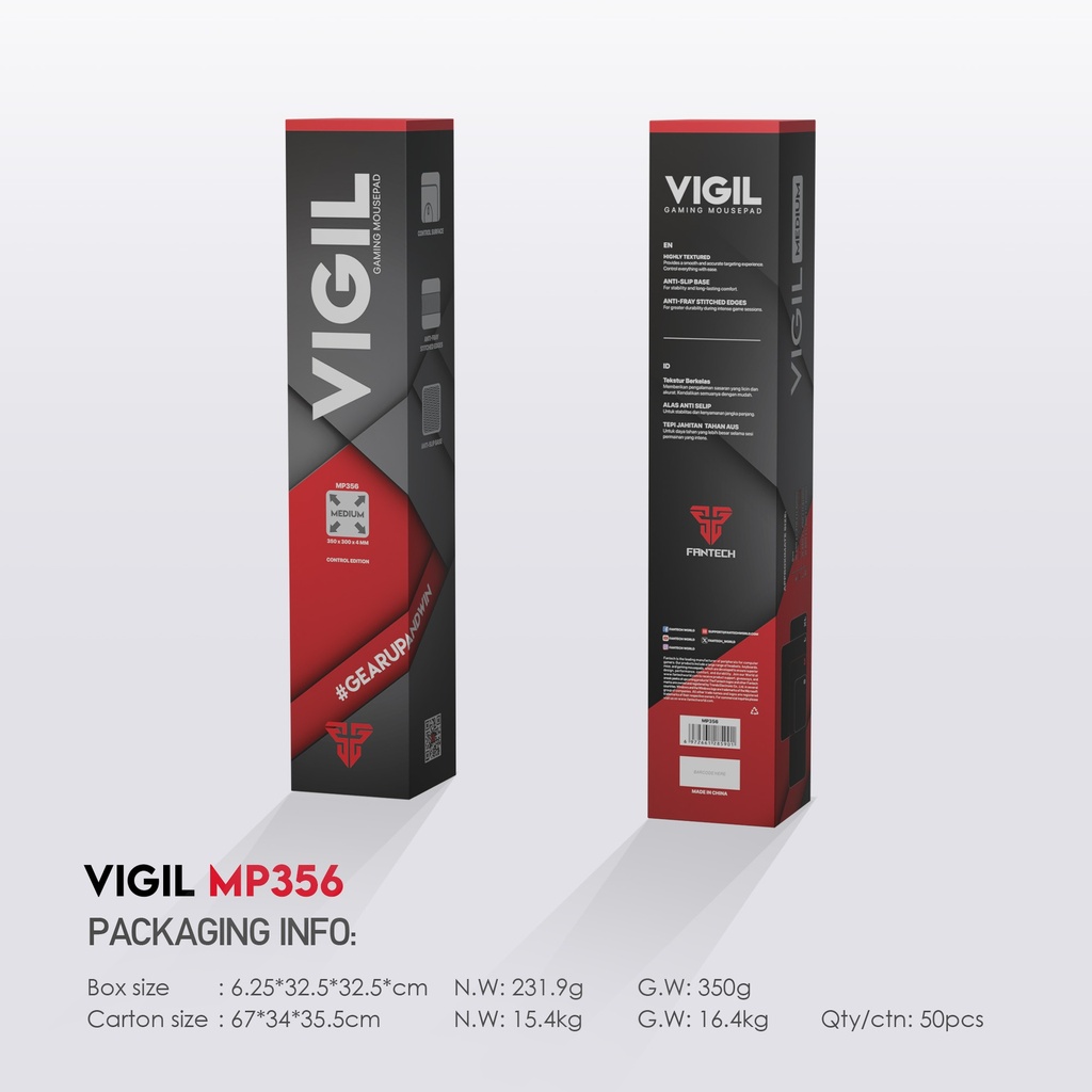 MOUSE PAD | FANTECH | VIGIL | MP256 | X-SMALL | 250X210MM