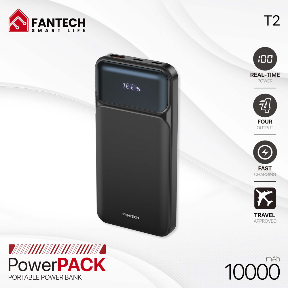 POWER BANK | FANTECH | PORTATIL | POWERPACK T2 | 10.000MSH | 22W | NEGRO