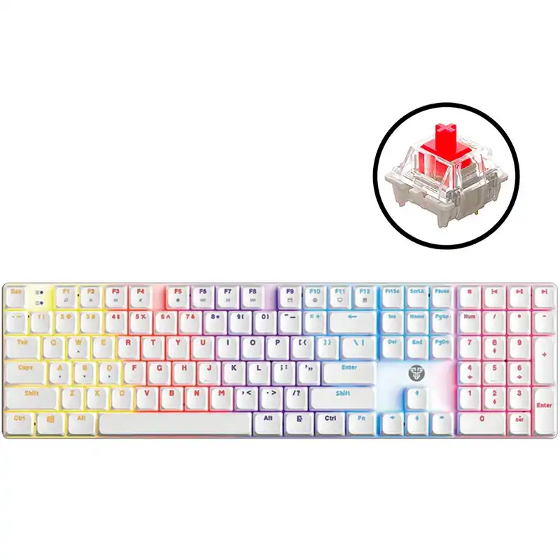 TECLADO | FANTECH | ATOM | AIR108 | MK314 | CABLEADO | MECANICO | RGB | BLANCO | SWITCH ROJO