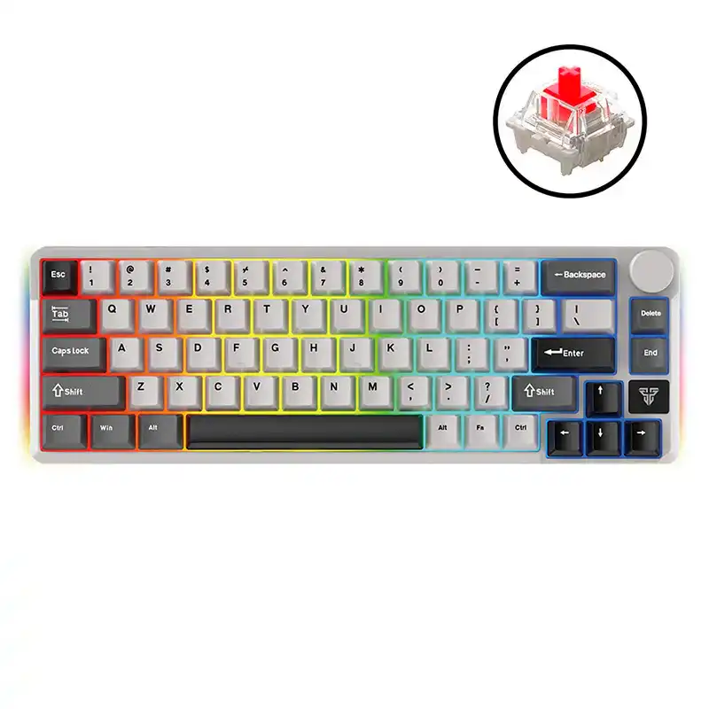 TECLADO | FANTECH | ATOM | PRO66 | MK919 | INALAMBRICO | GRIS | SWITCH RED