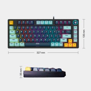 TECLADO | FANTECH | ATOM | 81 | MK875V2 | CABLEADO | AZUL SKY | SW-ROJO