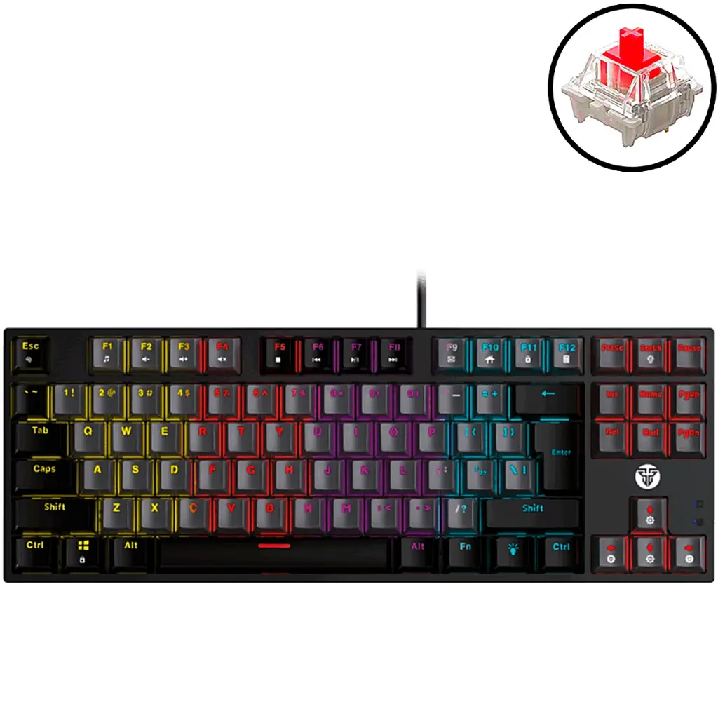 TECLADO | FANTECH | ATOM | 87 | MK876V2 | CABLEADO | NEGRO | SW-ROJO