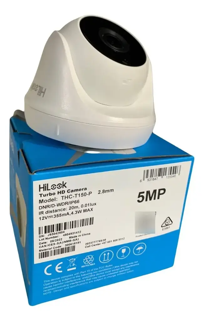 CAMARA DOMO | TURBO HD | THC-T150-P(2.8MM) | 5 MP | 2.8 MM | 2560 X 1944 | IR 20 MTS | INTERIOR | PLASTICO | DWDR | SMART IR