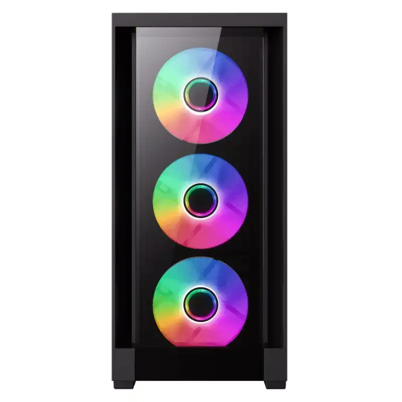 CASE GAMING GAMEMAX DEFENDER TG | MICRO ATX | USB 3.0 | USB 2.0 | HD AUDIO | 4X FAN ARGB | LATERAL VIDRIO TEMPLADO | NEGRO