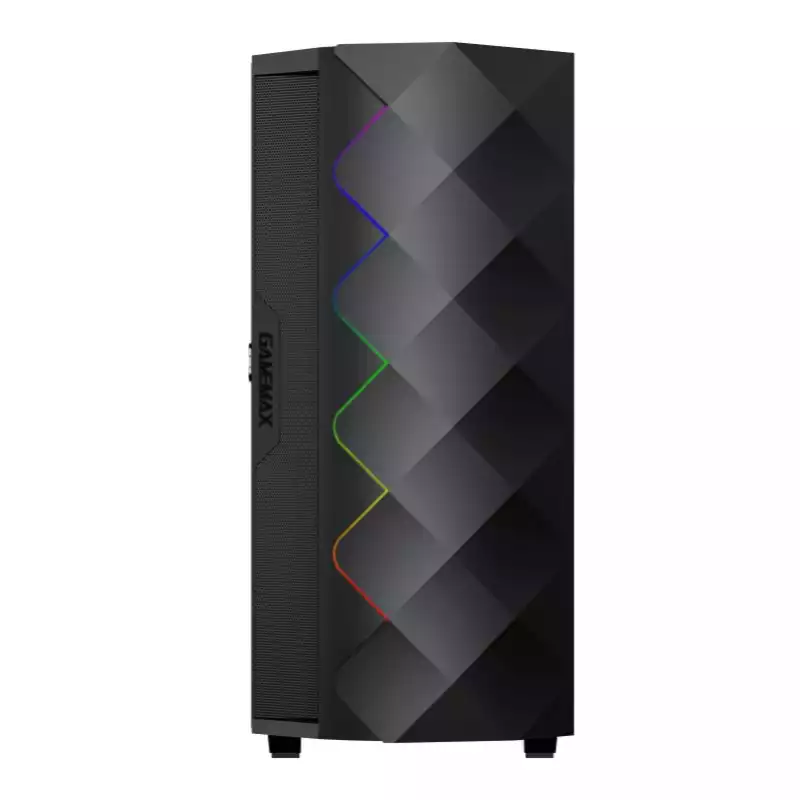 CASE GAMING GAMEMAX DIAMOND CP | ATX | USB 3.0 + 2 USB 2.0 | HD AUDIO | 4X FAN ARGB | LATERAL VIDRIO TEMPLADO | NEGRO