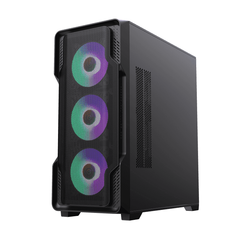 CASE GAMING GAMEMAX SIEGE | E-ATX | USB 3.0 + 2 USB 2.0 | HD AUDIO | 4X FAN ARGB | LATERAL VIDRIO TEMPLADO | NEGRO