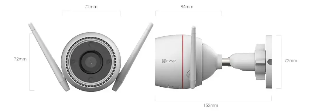 CAMARA IP | EZVIZ | WIFI | CS-H3-R100-1J5WKFL | 5MP | 3K | 2.8 MM | EXTERIOR IP67 | H.265 | 2.4 GHZ | AUDIO