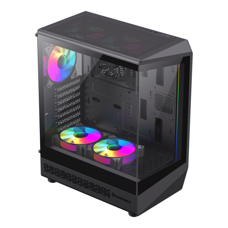 CASE GAMING GAMEMAX VISTA COC AB | ATX | USB 3.0 USB TIPO C | HD AUDIO | 4 FAN ARGB | VIDRIO TEMPLADO | NEGRO