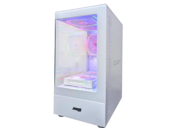 CASE JEMIP GAMING  CLARITY MATX | 2X USB |  HD AUDIO | 5X FAN ARGB + PWM | FRONTAL - LATERAL VIDRIO TEMPLADO | BLANCO