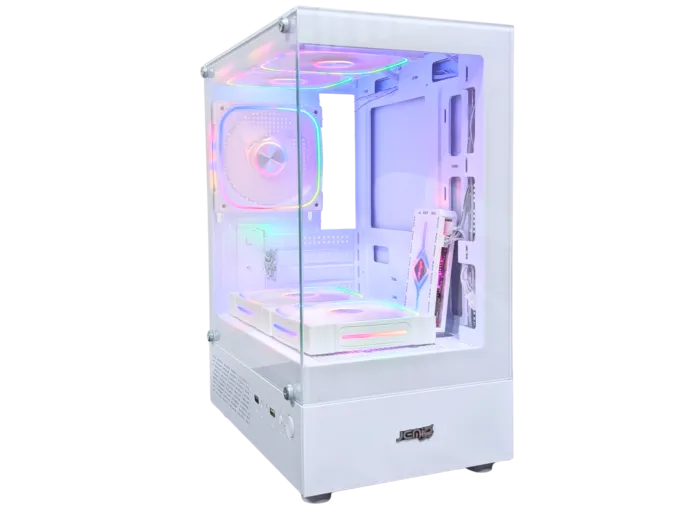 CASE JEMIP GAMING  CLARITY MATX | 2X USB |  HD AUDIO | 5X FAN ARGB + PWM | FRONTAL - LATERAL VIDRIO TEMPLADO | BLANCO