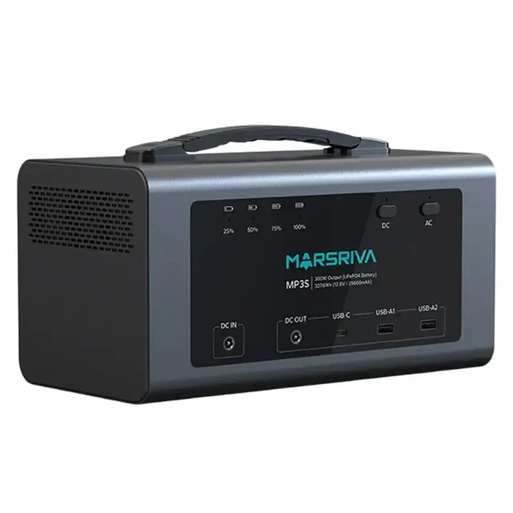 MINI CENTRAL ELECTRICA | MARSRIVA | MP3S-300W | 300W | CAPACIDAD 327.6 WH | 12.8V | 25.600MAH | BATERIA LITIO | PUERTO USB|A USB|C 2