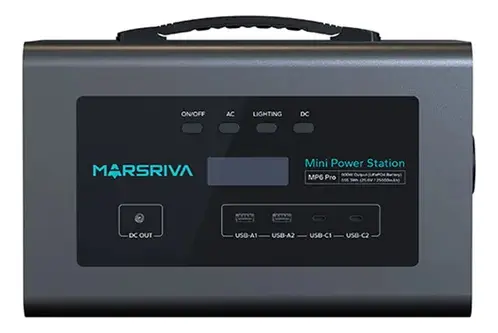 MINI CENTRAL ELECTRICA | MARSRIVA | MP6PRO | 600W | CAPACIDAD 655.3 WH | 25.6V | 25.600MAH | BATERIA LITIO | PUERTO USB|A USB|C 2