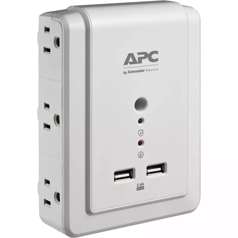 PROTECTOR DE CORRIENTE | APC | 6 TOMAS | 2 USB