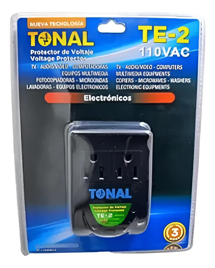 PROTECTOR DE VOLTAJE | TONAL | TE-2 | EQUIPOS ELECTRONICOS | 120VAC | 15AMPER | CON SUPRESOR DE PICOS