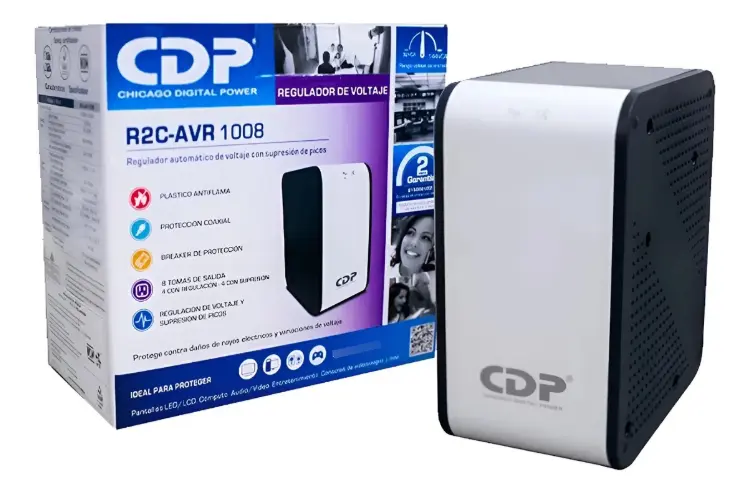 REGULADOR DE VOLTAJE | CDP | R2C-AVR1008 | 8 TOMAS | (4 AVR+4 SUP. PICOS)