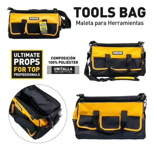 MALETIN PARA HERRAMIENTAS | COVO | ALTA RESISTENCIA | 40CM X 26CM X 28CM | AMARILLO | NEGRO | CV-TB-3