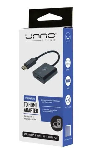 ADAPTADOR | UNNO TEKNO | DISPLAY PORT MACHO A HDMI HEMBRA | AD3004BK