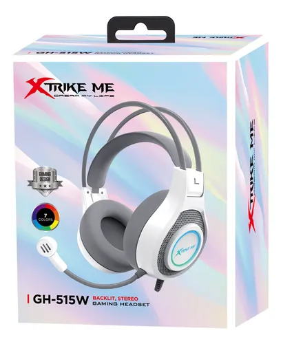 AUDIFONOS CON MICROFONO | GAMING | XTRIKE ME GH-515W  | 7 COLORS | ESTEREO | USB+2*3.5MM | BLANCO+GRIS