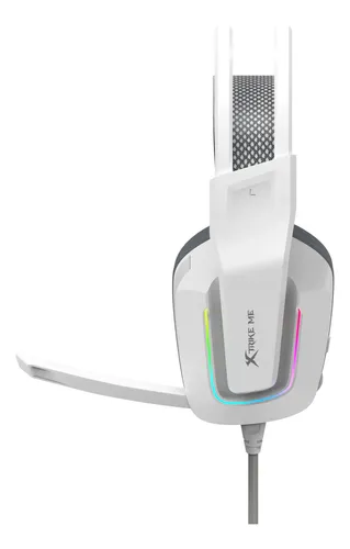 AUDIFONOS CON MICROFONO | GAMING | XTRIKE ME GH-712 WH | RGB | 2x3.5mm+1xUSB | 1x3.5mm | /PC/PS4/PS5/Xbox One | BLANCO+GRIS