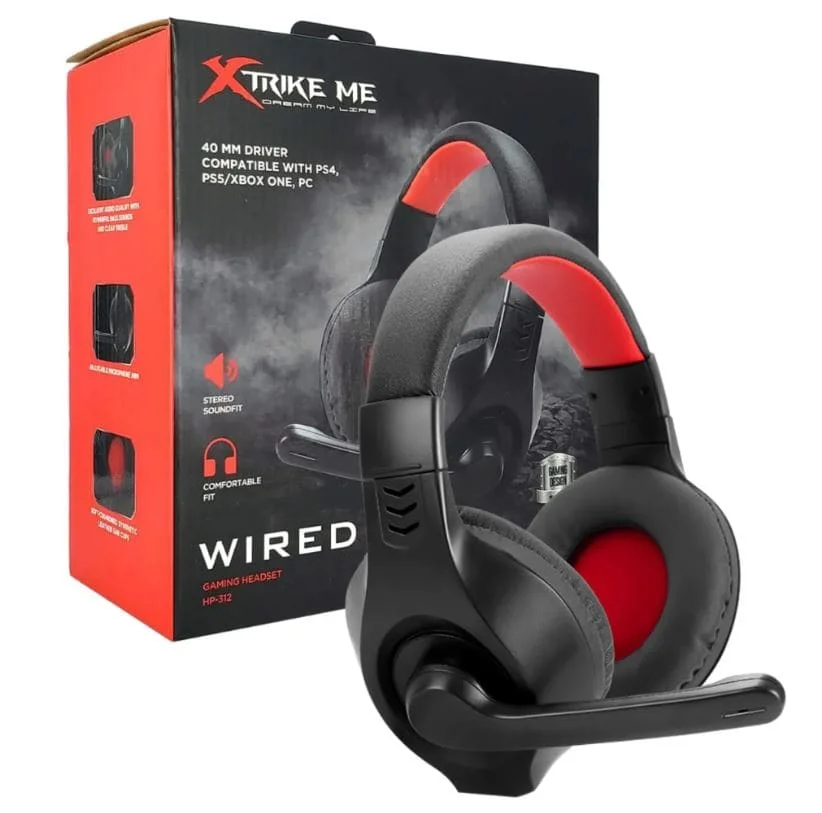AUDIFONOS CON MICROFONO | GAMING | XTRIKE ME HP-312 | 2x3.5mm | ESTEREO | PC/PS4/PS5/Xbox One | NEGRO