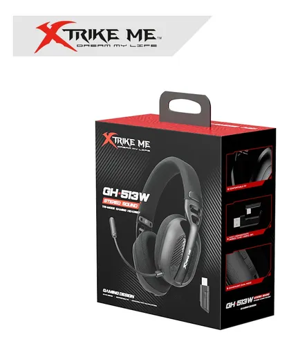 AUDIFONOS CON MICROFONO | INALAMBRICO | TRI-MODE | XTRIKE ME GH-513W-BK | USB | BLUETOOTH | 2.4G | NEGRO