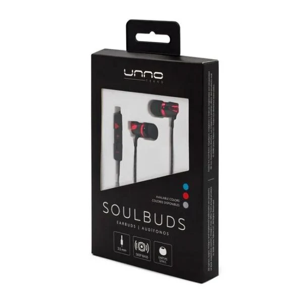 AUDIFONOS | UNNO TEKNO | SOULBUDS MANOS LIBRES | 3.5MM | ESTEREO ROJO | HS7009RD