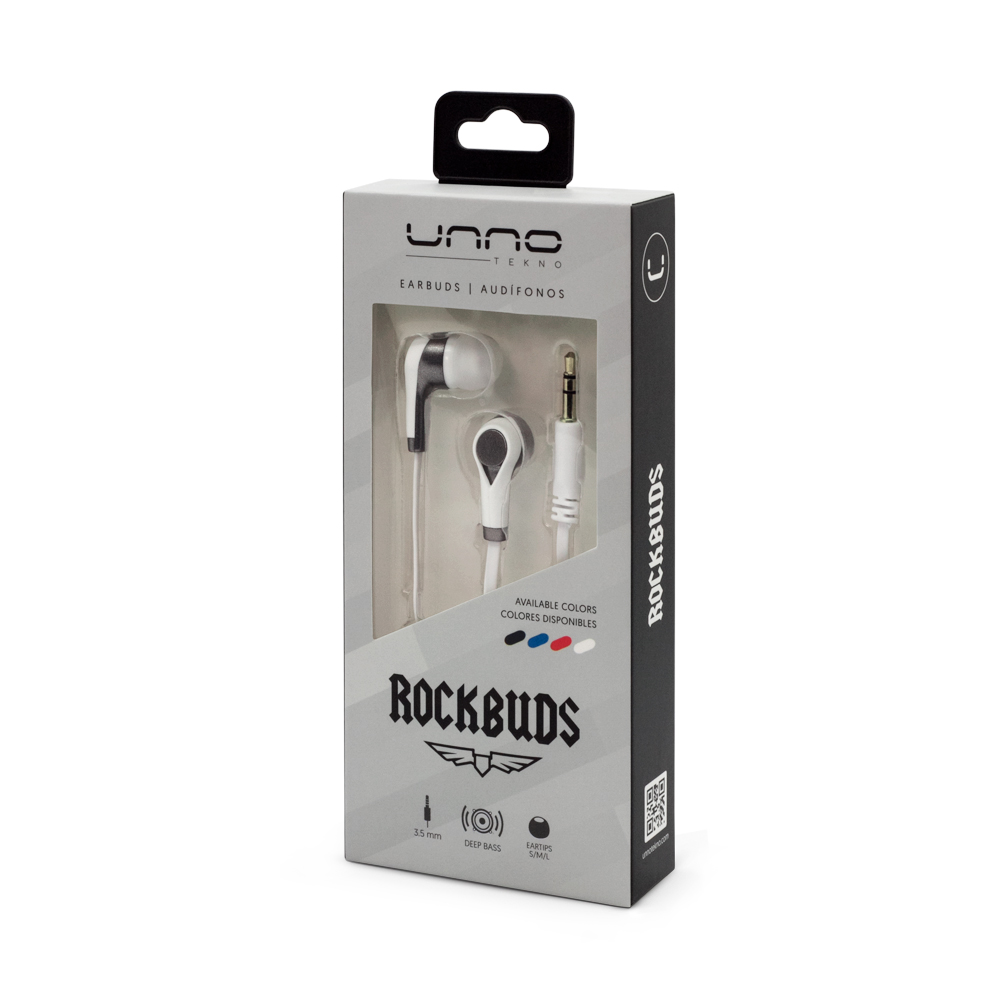 AUDIFONOS | UNNO TEKNO | ROCKBUDS | 3.5MM | ESTEREO | BLANCO | HS7003WT