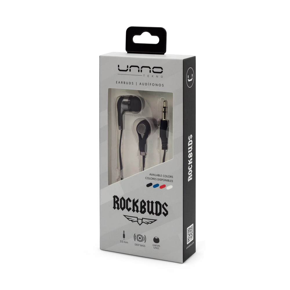 AUDIFONOS | UNNO TEKNO | ROCKBUDS | 3.5MM | ESTEREO | NEGRO | HS7003BK