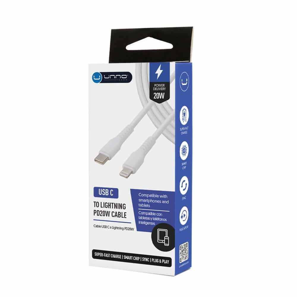 CABLE | UNNO TEKNO | USB C LIGHTNING | PD20W | 1.5MTS | CB4072WT