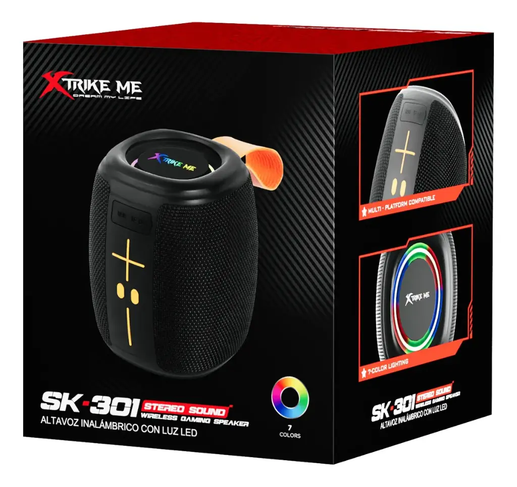 CORNETA PORTATIL BLUETOOTH XTRIKE ME SK-301 1200MAH | BT5.3 | 8W | RGB
