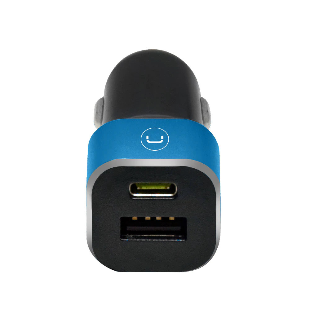 CARGADOR | UNNO TEKNO | 2 PUERTOS USB - TIPO C | PARA CARRO | 6.0A | 12V | INDICADOR LED | PW5025BK