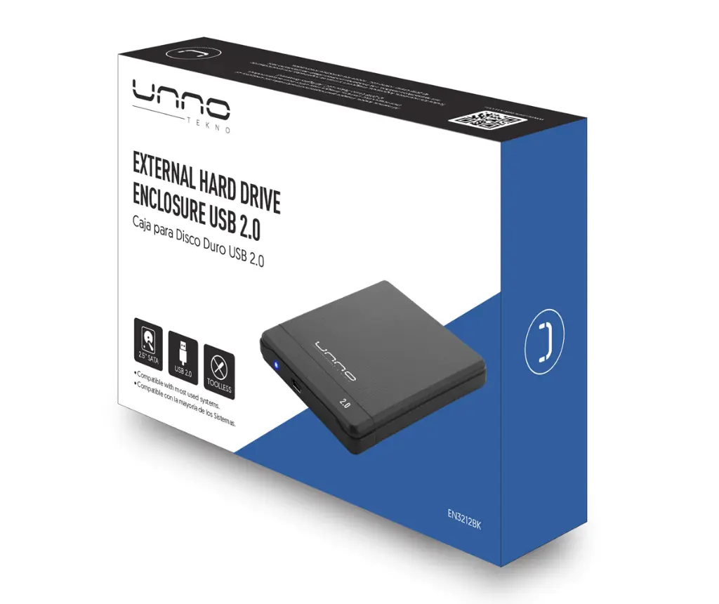 CASE ENCLOSURE | DISCO DURO | UNNO TEKNO | 2.5" | SATA | USB 2.0 | EN3212BK